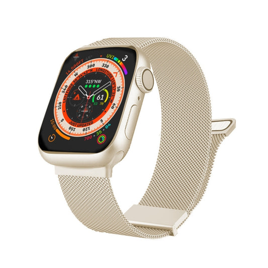 For Apple Watch 7 41mm Milan Double Magnetic Steel Mesh Watch Band(Starlight Color) - Watch Bands by buy2fix | Online Shopping UK | buy2fix