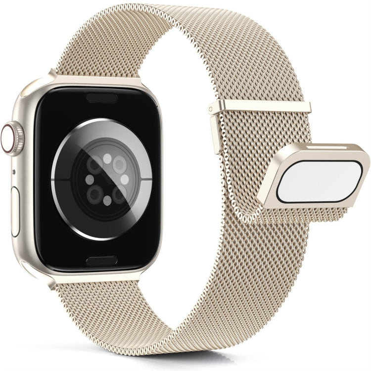 For Apple Watch 7 41mm Milan Double Magnetic Steel Mesh Watch Band(Starlight Color) - Watch Bands by buy2fix | Online Shopping UK | buy2fix
