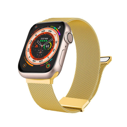For Apple Watch 7 45mm Milan Double Magnetic Steel Mesh Watch Band(Gold) by buy2fix