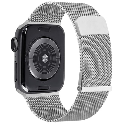 For Apple Watch SE 44mm Milan Double Magnetic Steel Mesh Watch Band(Silver) by buy2fix