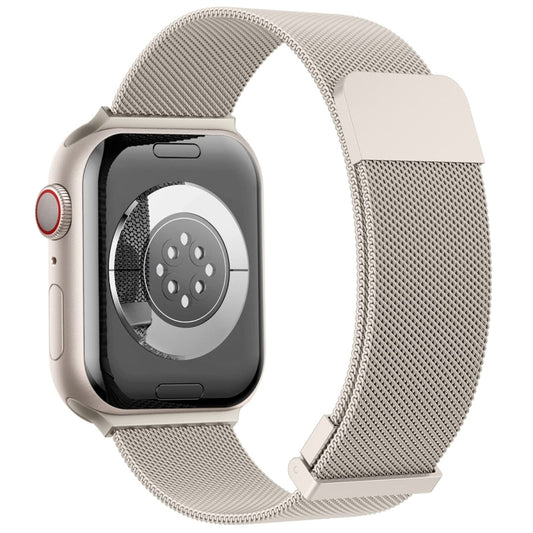 For Apple Watch 6 40mm Milan Double Magnetic Steel Mesh Watch Band(Starlight Color) - Watch Bands by buy2fix | Online Shopping UK | buy2fix