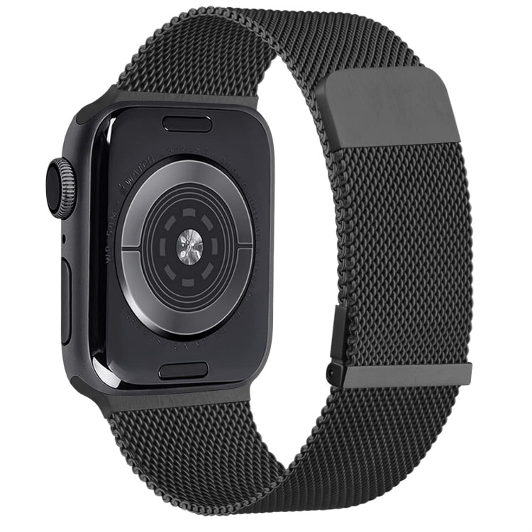 For Apple Watch 6 44mm Milan Double Magnetic Steel Mesh Watch Band(Black) - Watch Bands by buy2fix | Online Shopping UK | buy2fix