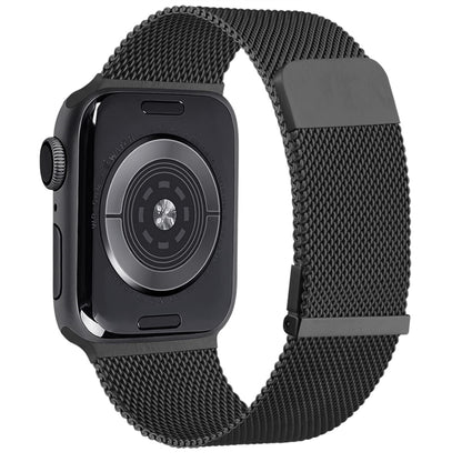 For Apple Watch 6 44mm Milan Double Magnetic Steel Mesh Watch Band(Black) - Watch Bands by buy2fix | Online Shopping UK | buy2fix