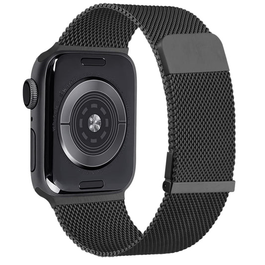 For Apple Watch 6 44mm Milan Double Magnetic Steel Mesh Watch Band(Black) - Watch Bands by buy2fix | Online Shopping UK | buy2fix
