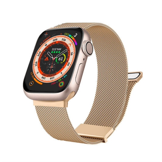 For Apple Watch 6 44mm Milan Double Magnetic Steel Mesh Watch Band(Rose Gold) - Watch Bands by buy2fix | Online Shopping UK | buy2fix