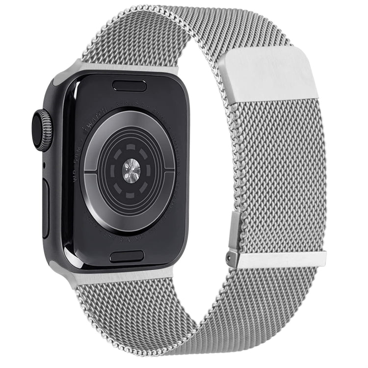 For Apple Watch 5 40mm Milan Double Magnetic Steel Mesh Watch Band(Silver) - Watch Bands by buy2fix | Online Shopping UK | buy2fix
