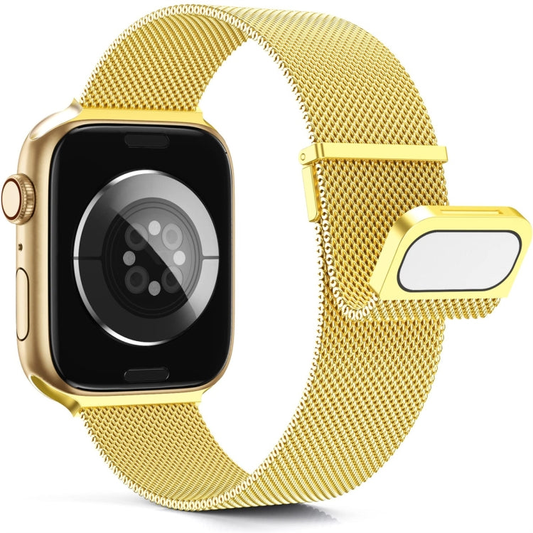 For Apple Watch 3 42mm Milan Double Magnetic Steel Mesh Watch Band(Gold) - Watch Bands by buy2fix | Online Shopping UK | buy2fix