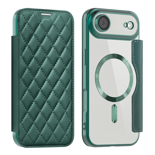 For iPhone Air Shield Magsafe RFID Anti-theft Rhombus Leather Phone Case(Green) - iPhone Air Cases by buy2fix | Online Shopping UK | buy2fix