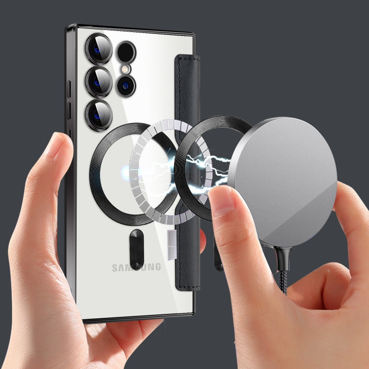 For Samsung Galaxy S25 Ultra 5G Shield MagSafe RFID Anti-theft Rhombus Leather Phone Case(Black) by buy2fix