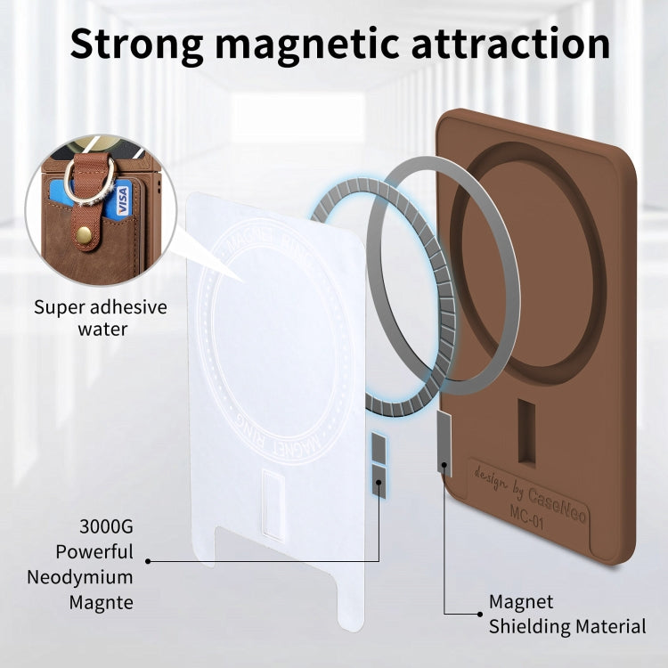 For Samsung Galaxy Z Flip5 5G Integrated Magnetic Card Wallet Diamond-encrusted Ring Phone Case(Brown) - Galaxy Z Flip5 Cases by buy2fix | Online Shopping UK | buy2fix