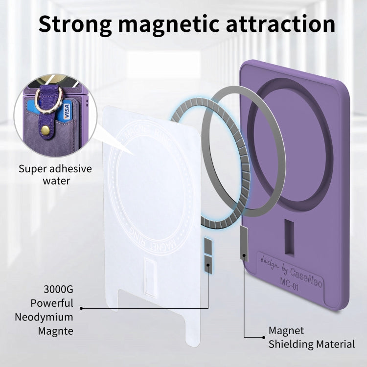 For Samsung Galaxy Z Flip5 5G Integrated Magnetic Card Wallet Diamond-encrusted Ring Phone Case(Purple) - Galaxy Z Flip5 Cases by buy2fix | Online Shopping UK | buy2fix