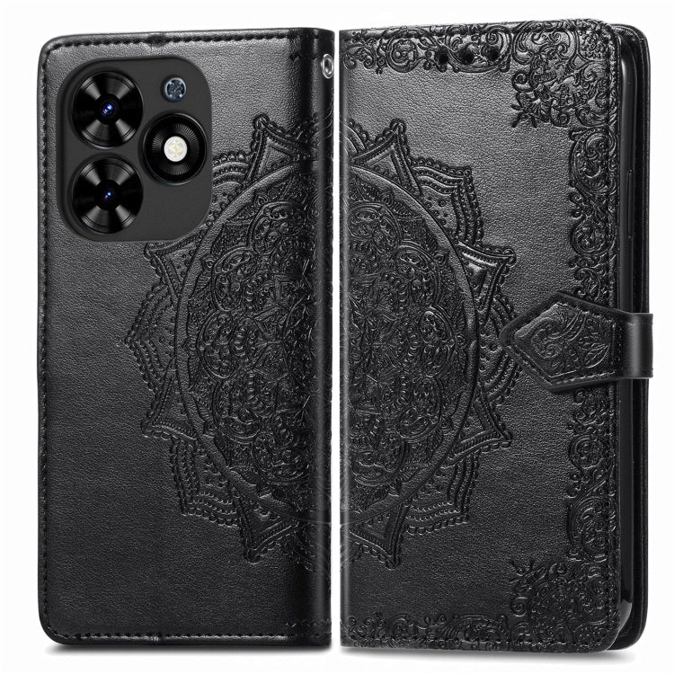 For Tecno Spark Go 2024 Mandala Flower Embossed Leather Phone Case(Black) by buy2fix