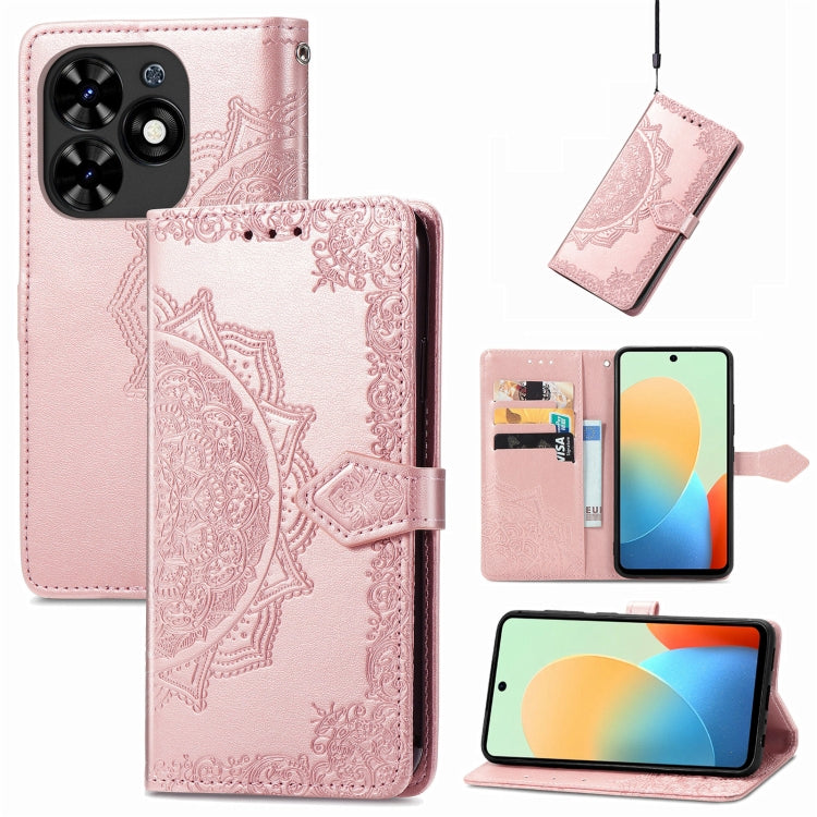 For Tecno Spark Go 2024 Mandala Flower Embossed Leather Phone Case(Rose Gold) by buy2fix