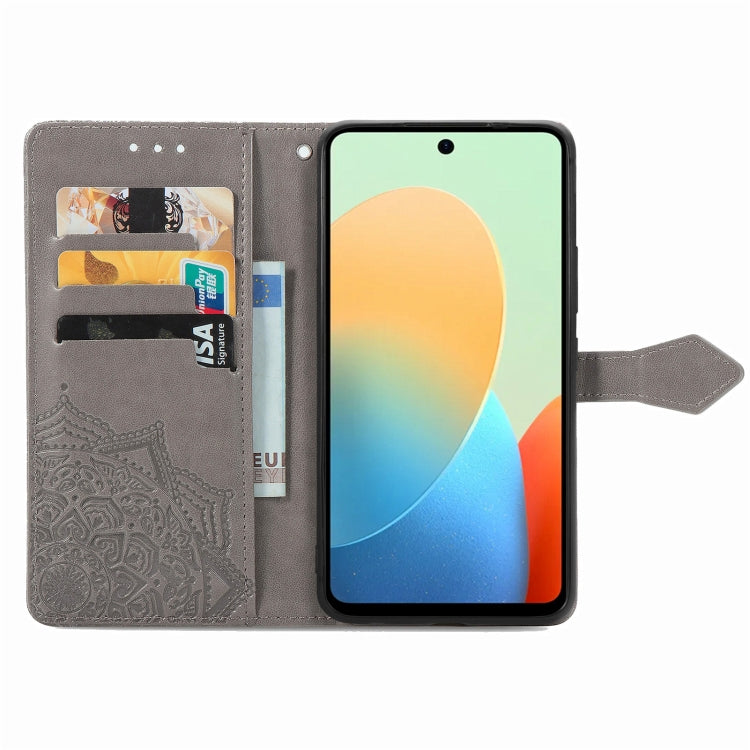 For Tecno Spark Go 2024 Mandala Flower Embossed Leather Phone Case(Gray) by buy2fix