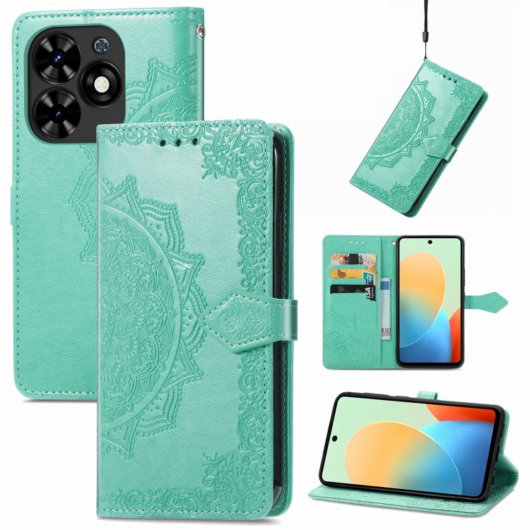 For Tecno Spark Go 2024 Mandala Flower Embossed Leather Phone Case(Green) by buy2fix