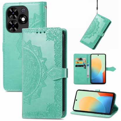 For Tecno Spark Go 2024 Mandala Flower Embossed Leather Phone Case(Green) by buy2fix