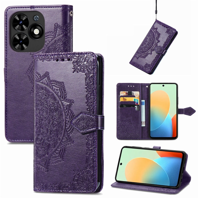 For Tecno Spark Go 2024 Mandala Flower Embossed Leather Phone Case(Purple) by buy2fix