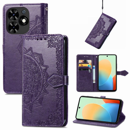 For Tecno Spark Go 2024 Mandala Flower Embossed Leather Phone Case(Purple) by buy2fix