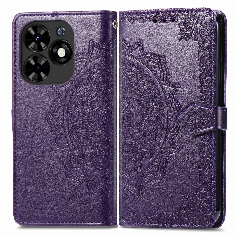 For Tecno Spark Go 2024 Mandala Flower Embossed Leather Phone Case(Purple) by buy2fix