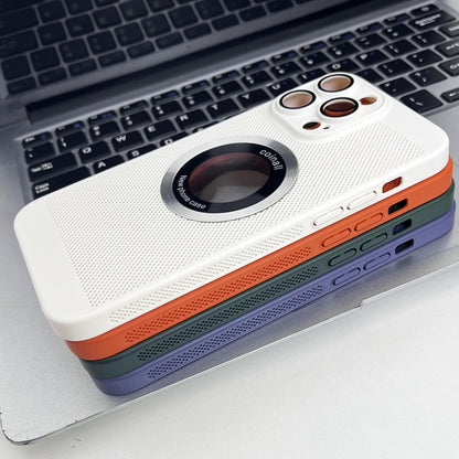 For iPhone 14 Cooling MagSafe Magnifier Phone Case(Lavender) by buy2fix