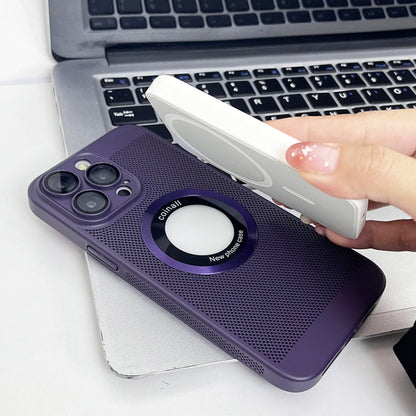 For iPhone 14 Cooling MagSafe Magnifier Phone Case(Lavender) by buy2fix