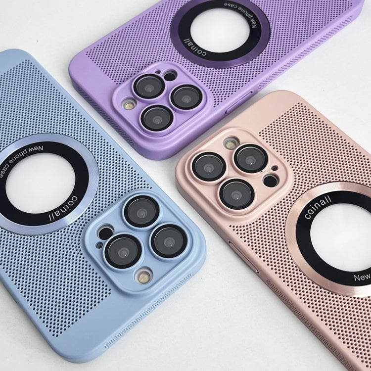 For iPhone 14 Cooling MagSafe Magnifier Phone Case(Lavender) by buy2fix