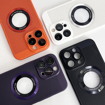 For iPhone 12 Cooling MagSafe Magnifier Phone Case(Purple) by buy2fix