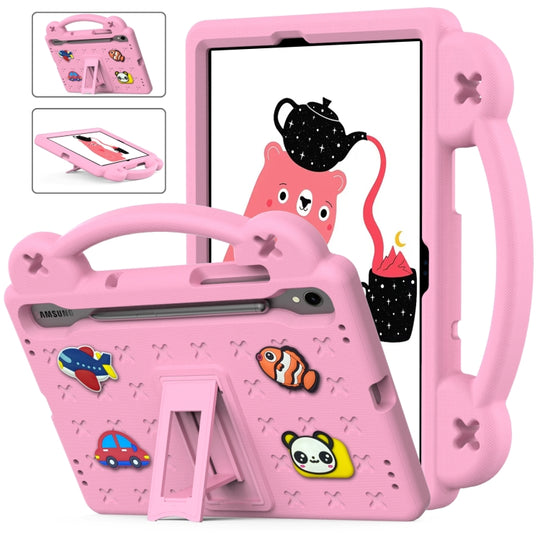 For Samsung Galaxy Tab S9 X710/X716B Handle Kickstand Children EVA Shockproof Tablet Case(Pink)