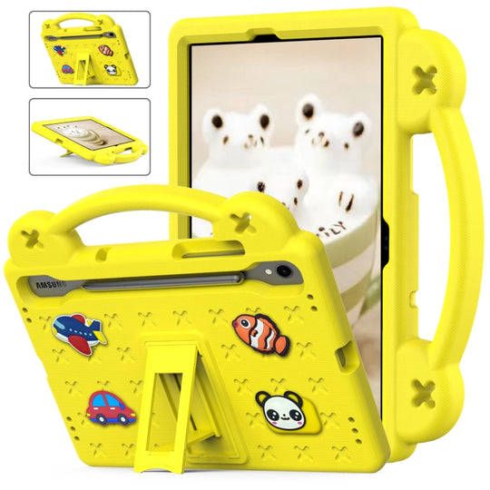 For Samsung Galaxy Tab S9 X710/X716B Handle Kickstand Children EVA Shockproof Tablet Case(Yellow)