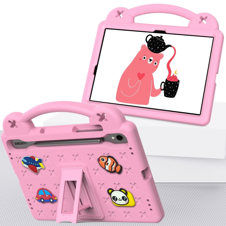 For Samsung Galaxy Tab S8 X700 Handle Kickstand Children EVA Shockproof Tablet Case(Pink) by buy2fix