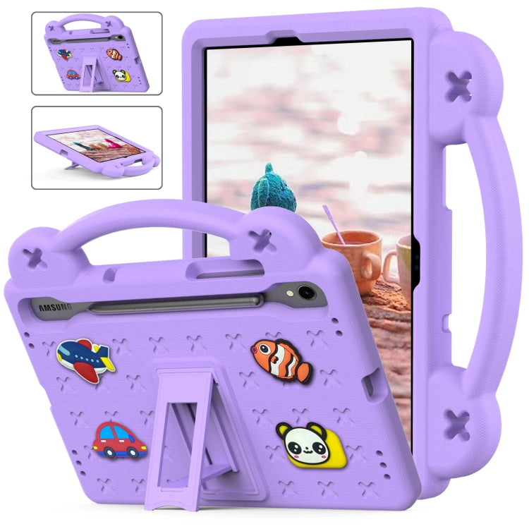 For Samsung Galaxy Tab S8 X700 Handle Kickstand Children EVA Shockproof Tablet Case(Light Purple) by buy2fix