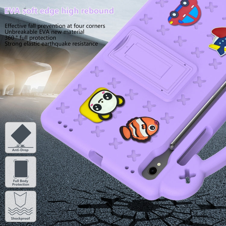 For Samsung Galaxy Tab S8 X700 Handle Kickstand Children EVA Shockproof Tablet Case(Light Purple) by buy2fix