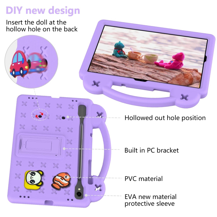 For Samsung Galaxy Tab S8 X700 Handle Kickstand Children EVA Shockproof Tablet Case(Light Purple) by buy2fix