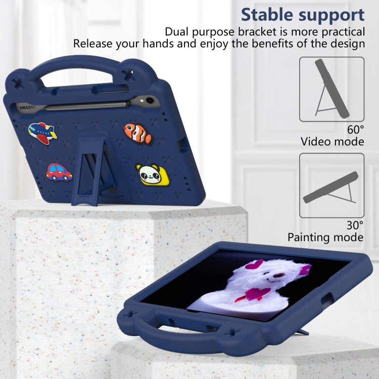 For Samsung Galaxy Tab S9 FE / X510N Handle Kickstand Children EVA Shockproof Tablet Case(Navy Blue) by buy2fix
