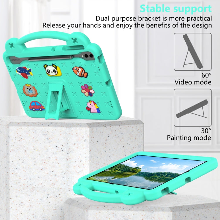 For Samsung Galaxy Tab S9 FE+ 12.4 X610N Handle Kickstand Children EVA Shockproof Tablet Case(Mint Green) by buy2fix
