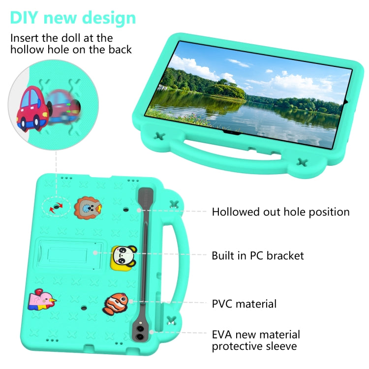 For Samsung Galaxy Tab S9 FE+ 12.4 X610N Handle Kickstand Children EVA Shockproof Tablet Case(Mint Green) by buy2fix