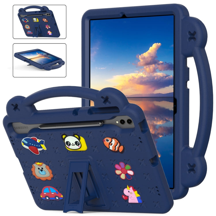 For Samsung Galaxy Tab S9 FE+ 12.4 X610N Handle Kickstand Children EVA Shockproof Tablet Case(Navy Blue) by buy2fix