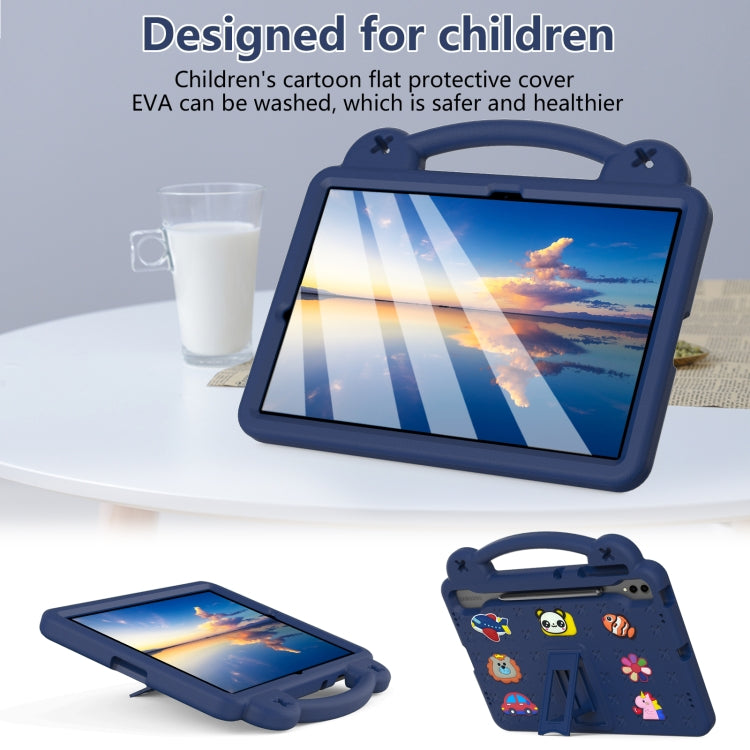 For Samsung Galaxy Tab S9 FE+ 12.4 X610N Handle Kickstand Children EVA Shockproof Tablet Case(Navy Blue) by buy2fix