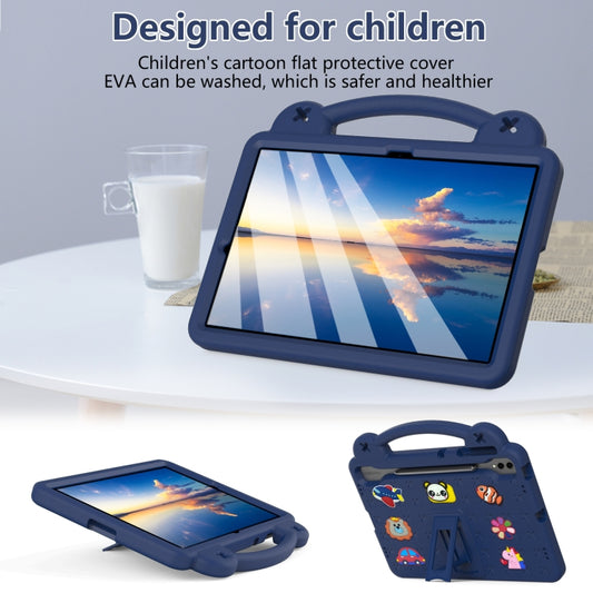 For Samsung Galaxy Tab S9 FE+ 12.4 X610N Handle Kickstand Children EVA Shockproof Tablet Case(Navy Blue) by buy2fix