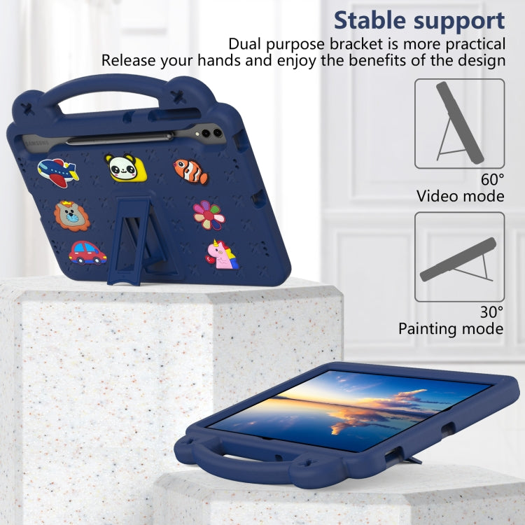 For Samsung Galaxy Tab S9 FE+ 12.4 X610N Handle Kickstand Children EVA Shockproof Tablet Case(Navy Blue) by buy2fix