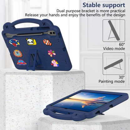 For Samsung Galaxy Tab S9 FE+ 12.4 X610N Handle Kickstand Children EVA Shockproof Tablet Case(Navy Blue) by buy2fix