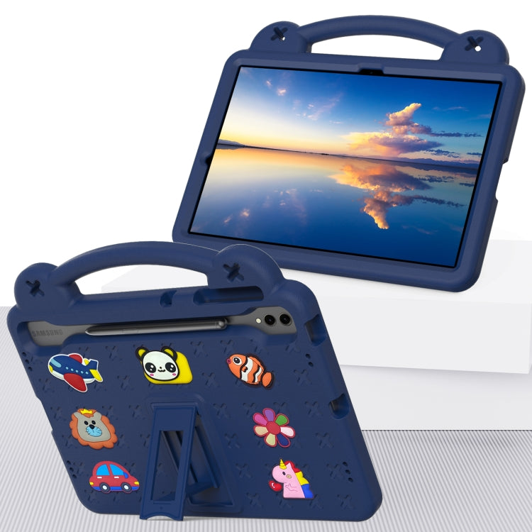 For Samsung Galaxy Tab S9 FE+ 12.4 X610N Handle Kickstand Children EVA Shockproof Tablet Case(Navy Blue) by buy2fix