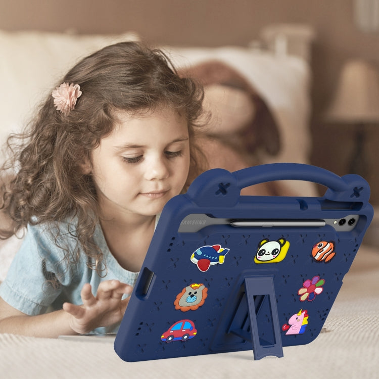 For Samsung Galaxy Tab S9 FE+ 12.4 X610N Handle Kickstand Children EVA Shockproof Tablet Case(Navy Blue) by buy2fix