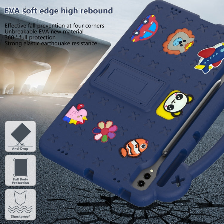 For Samsung Galaxy Tab S9 FE+ 12.4 X610N Handle Kickstand Children EVA Shockproof Tablet Case(Navy Blue) by buy2fix