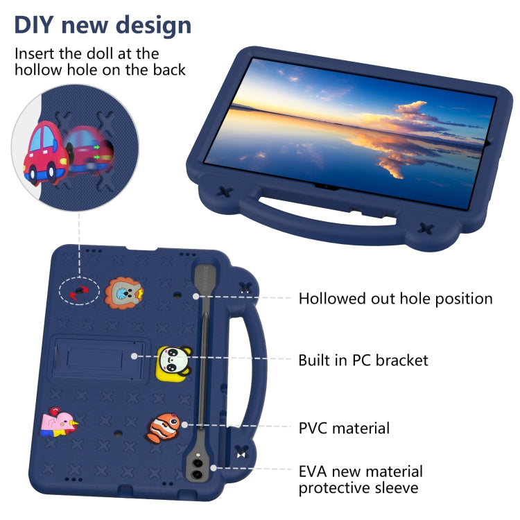 For Samsung Galaxy Tab S9 FE+ 12.4 X610N Handle Kickstand Children EVA Shockproof Tablet Case(Navy Blue) by buy2fix