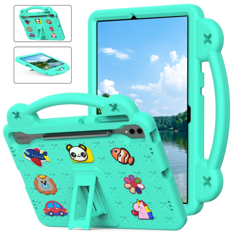For Samsung Galaxy S7 FE 12.4 T730 / T736 Handle Kickstand Children EVA Shockproof Tablet Case(Mint Green) - Galaxy Tab S7 FE by buy2fix | Online Shopping UK | buy2fix