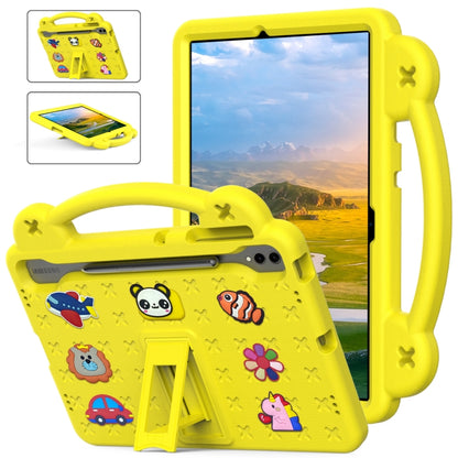 For Samsung Galaxy S7 FE 12.4 T730 / T736 Handle Kickstand Children EVA Shockproof Tablet Case(Yellow) - Galaxy Tab S7 FE by buy2fix | Online Shopping UK | buy2fix