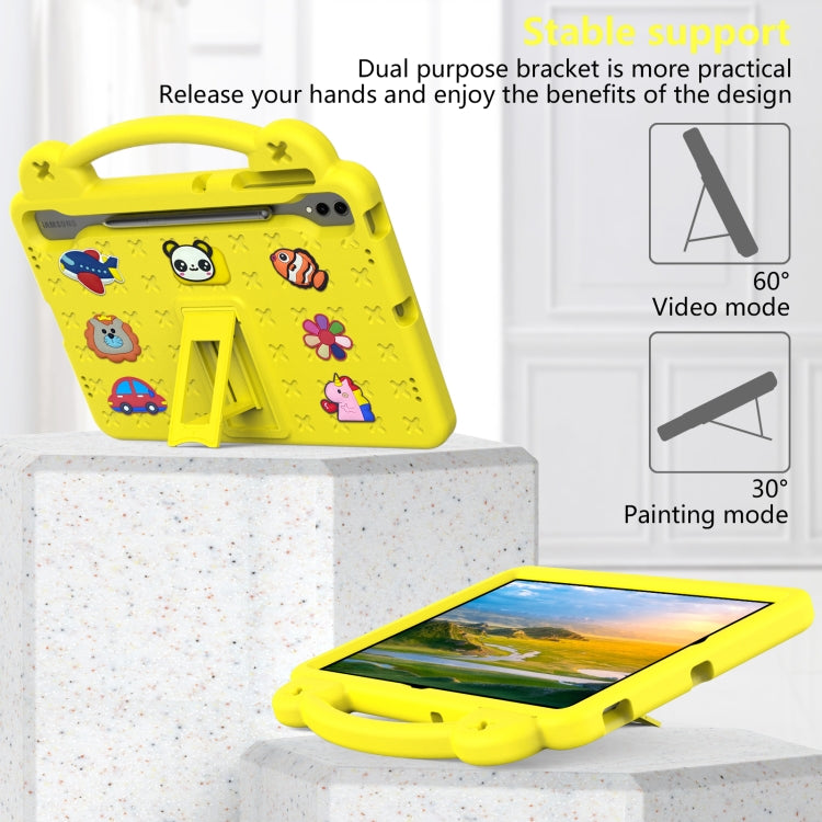 For Samsung Galaxy S7 FE 12.4 T730 / T736 Handle Kickstand Children EVA Shockproof Tablet Case(Yellow) - Galaxy Tab S7 FE by buy2fix | Online Shopping UK | buy2fix