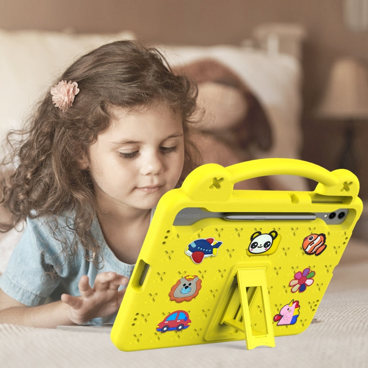 For Samsung Galaxy S7 FE 12.4 T730 / T736 Handle Kickstand Children EVA Shockproof Tablet Case(Yellow) - Galaxy Tab S7 FE by buy2fix | Online Shopping UK | buy2fix