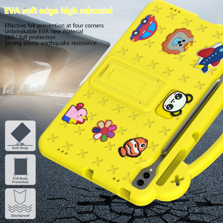 For Samsung Galaxy S7 FE 12.4 T730 / T736 Handle Kickstand Children EVA Shockproof Tablet Case(Yellow) - Galaxy Tab S7 FE by buy2fix | Online Shopping UK | buy2fix